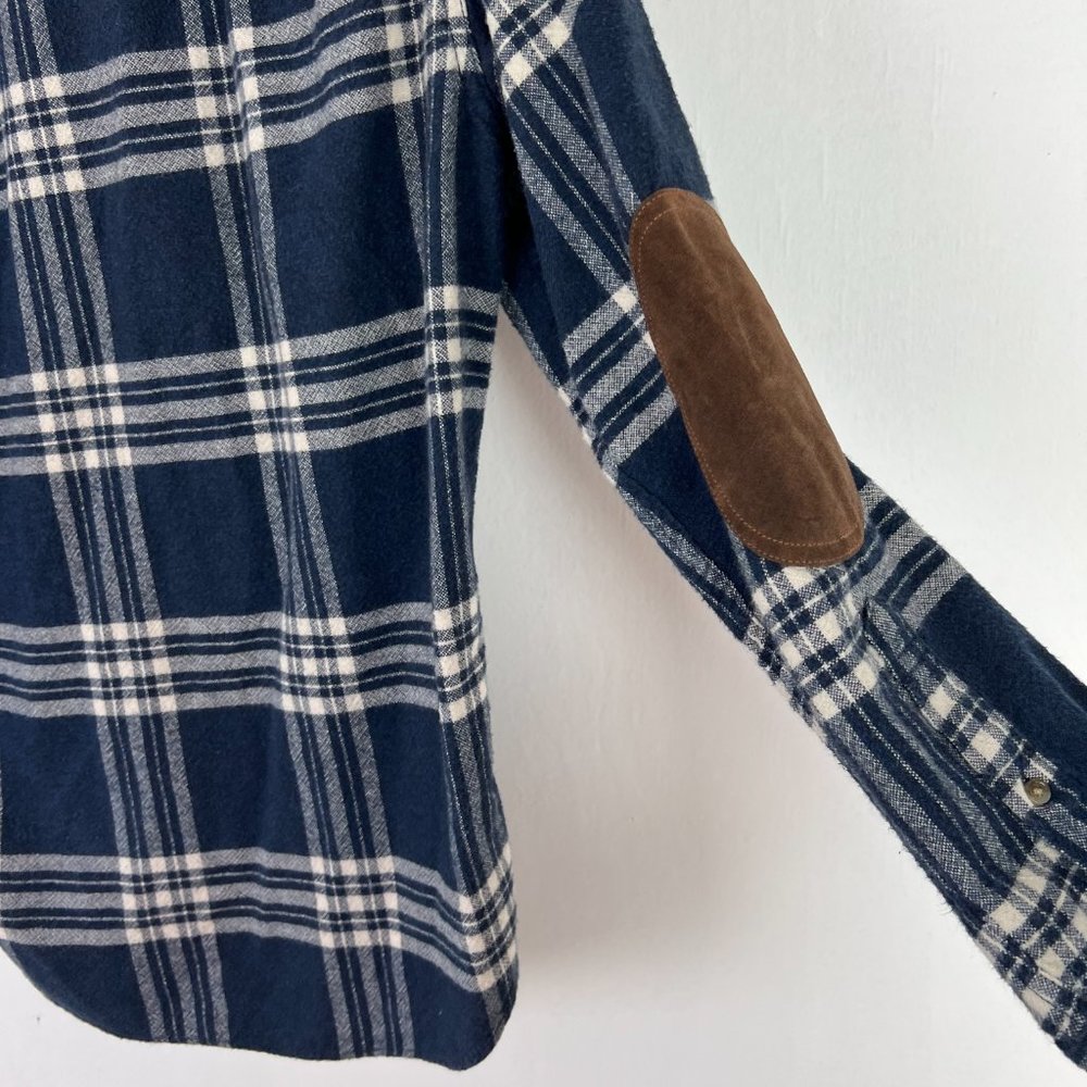 J. Crew Blue Plaid Flannel Buttondown Shirt w/ Elbow Patches Size Small S A964 - Picture 12 of 12
